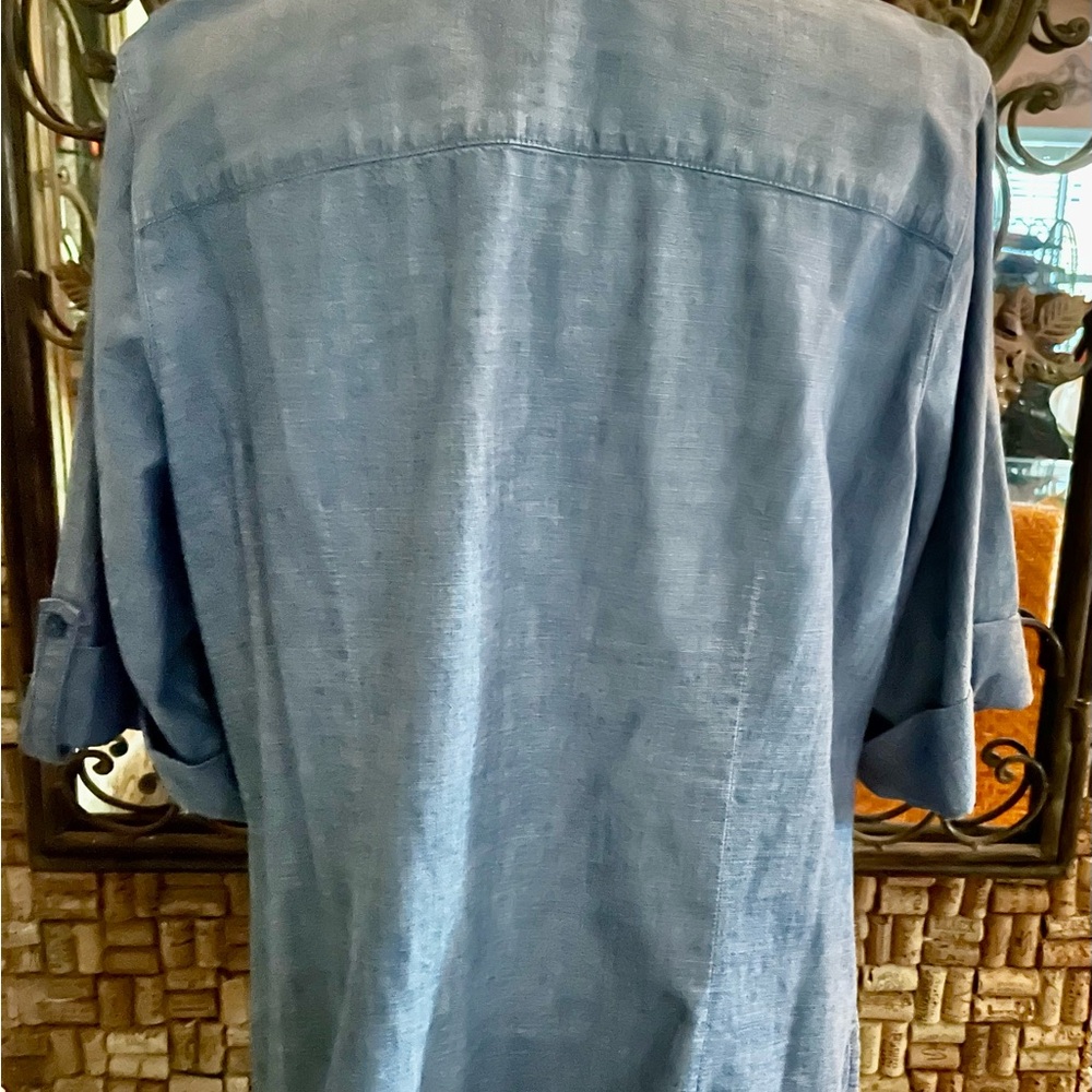 Nice Versatile Coldwater Creek Chambray Blue Denim Shirt or Over Tee “Jacket” 1X - Picture 8 of 8